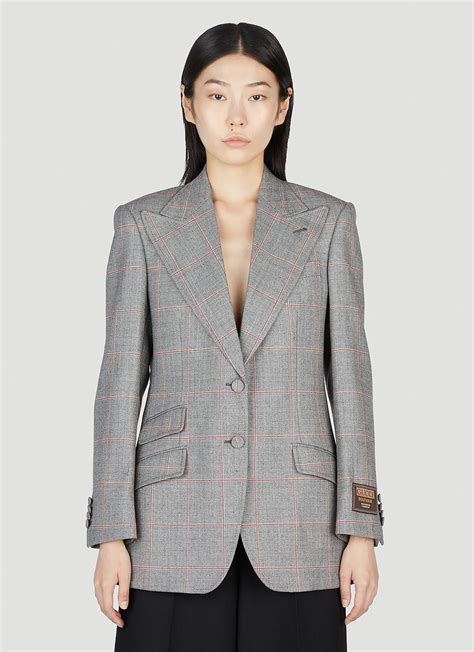 gucci maison de l'amour jacket|Gucci Women's' Maison De L'Amour Check Blazer in Grey .